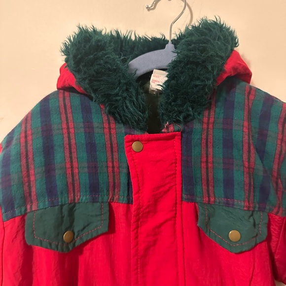 Vintage Gumballs by Claire Bell Red and Green Plaid bunting suit! - Picture 3 of 6